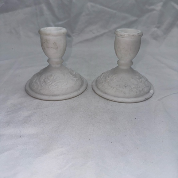 VTG Imperial Glass Doeskin glass candle holders - Picture 1 of 7